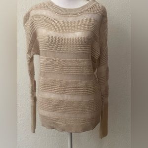 Brochure Walker Wool/Mohair/Cashmere crew neck Textured stripe Ivory sweater